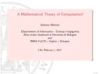 A Mathematical Theory of Computation?
