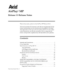 Airplay MP 3.9 Release Notes Rev C