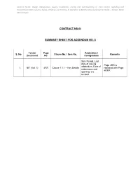 Contract Ns-01 Summary Sheet For