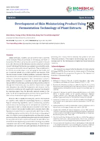 Development of Skin Moisturizing Product Using Fermentation Technology of Plant Extracts