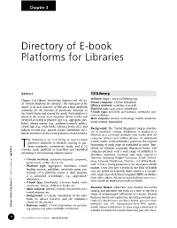 Directory of E-Book Platforms for Libraries