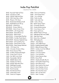 Indie Pop Patchlist (Updated Nov 2020)