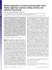 Neural Populations in Human Posteromedial Cortex Display Opposing Responses During Memory and Numerical Processing