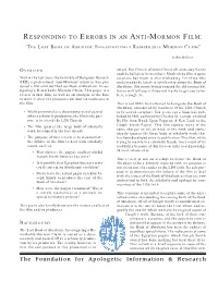 Responding to Errors in an Anti-Mormon Film