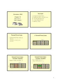 Scenario Analysis Normal Form Game