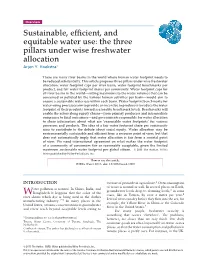 Sustainable, Efficient, and Equitable Water Use: the Three Pillars Under
