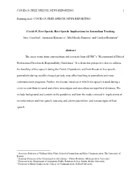 Covid-19, Free Speech, Hate Speech: Implications for Journalism Teaching