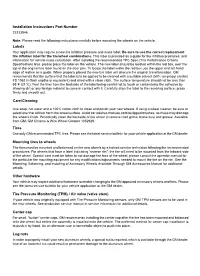 Installation Instructions Part Number Labels Care/Cleaning Tires