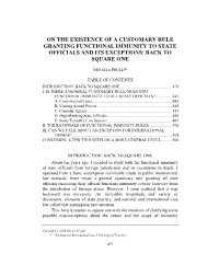On the Existence of a Customary Rule Granting Functional Immunity to State Officials and Its Exceptions: Back to Square One