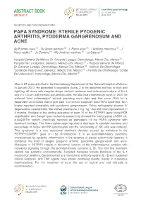 Papa Syndrome: Sterile Pyogenic Arthritis, Pyoderma Gangrenosum and Acne