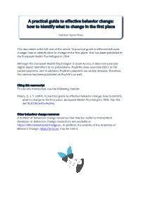 A Practical Guide to Effective Behavior Change: How to Identify What to Change in the First Place