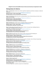 Closing Dates for Entries