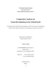 Comparative Analysis on Union Revitalisation in the Global South