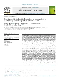 Experimental Test of Assisted Migration for Conservation of Locally Range-Restricted Plants in Alberta, Canada