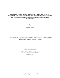 Exploring Relationships Between Occupational