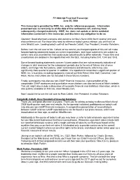 FY 2008 Q4 Final Call Transcript June 25, 2008 This Transcript Is Provided