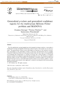Generalized P-Values and Generalized Confidence Regions for The