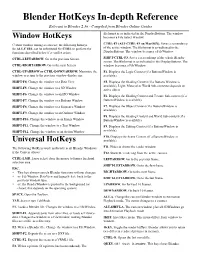 Blender Hotkeys In-Depth Reference Relevant to Blender 2.36 - Compiled from Blender Online Guides ﬁleformat Is As Indicated in the Displaybuttons