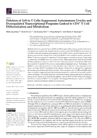 Deletion of Irf4 in T Cells Suppressed Autoimmune Uveitis and Dysregulated Transcriptional Programs Linked to CD4+ T Cell Differentiation and Metabolism