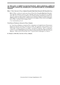 Educational Aspects of Computational Modeling and Kinesthetic Experimen- Tation