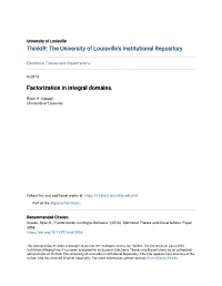 Factorization in Integral Domains