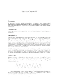Game Audio Via Openal