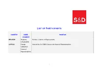 List of Participants