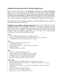 Audition Requirements for String Applicants