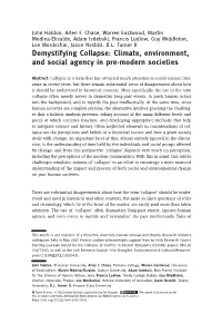 Demystifying Collapse: Climate, Environment, and Social Agency in Pre-Modern Societies