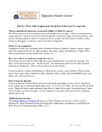 Diet for Those with Symptomatic Small Bowel Bacterial Overgrowth