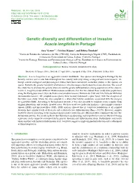 Genetic Diversity and Differentiation of Invasive Acacia Longifolia in Portugal