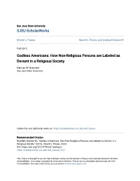 How Non-Religious Persons Are Labeled As Deviant in a Religious Society
