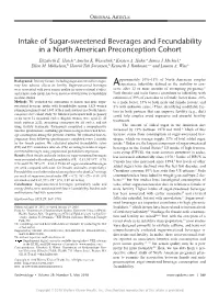Intake of Sugar-Sweetened Beverages and Fecundability in a North American Preconception Cohort