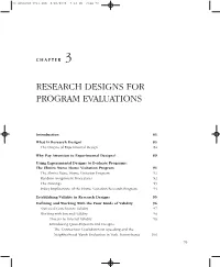 Research Designs for Program Evaluations