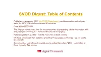 SVOD Digest: Table of Contents