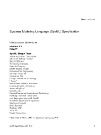 Systems Modeling Language (Sysml) Specification