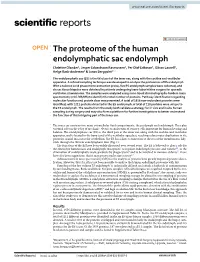 The Proteome of the Human Endolymphatic Sac Endolymph
