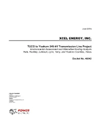 TUCO to Yoakum 345-Kv Transmission Line Project