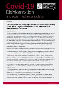 Twisting the Truth: Ongoing Inauthentic Activity Promoting Falun Gong, the Epoch Times and Truth Media Targets Australians on Facebook Introduction