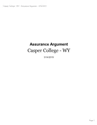 WY - Assurance Argument - 3/14/2019