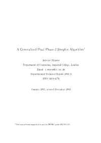 A Generalized Dual Phase-2 Simplex Algorithm1