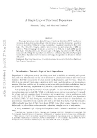 A Simple Logic of Functional Dependence