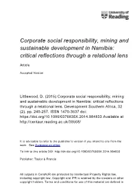 Corporate Social Responsibility, Mining and Sustainable Development in Namibia: Critical Reflections Through a Relational Lens