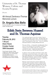 Edith Stein Between Husserl and St. Thomas Aquinas