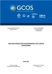 GCOS, 223. Weather Radar Data Requirements for Climate Monitoring