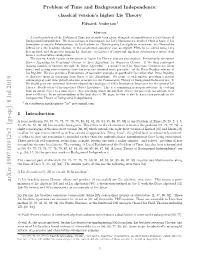 Problem of Time and Background Independence: Classical Version's