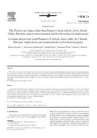 The Pleistocene Fauna (Other Than Primates) from Asbole, Lower Awash