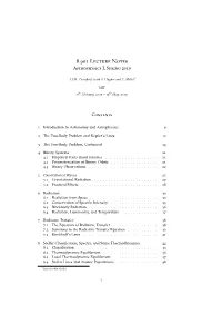 8.901 Lecture Notes Astrophysics I, Spring 2019
