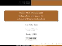 A Survey of Diophantine Equations