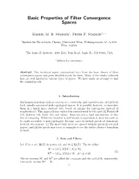 Basic Properties of Filter Convergence Spaces